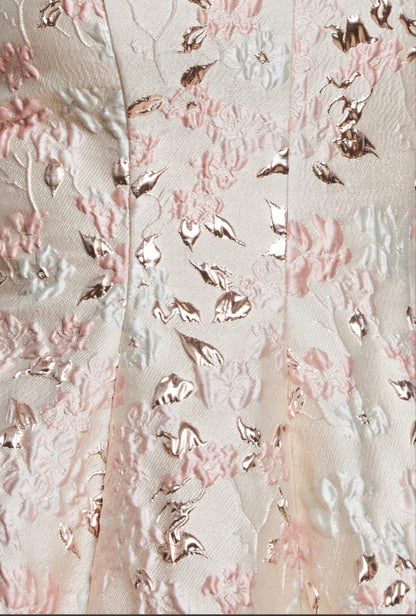 Goddiva Blush Jacquard Strappy Midi Dress