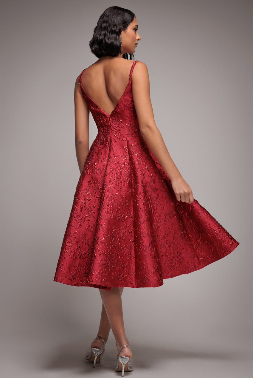 Goddiva Jacquard Strappy Midi Dress