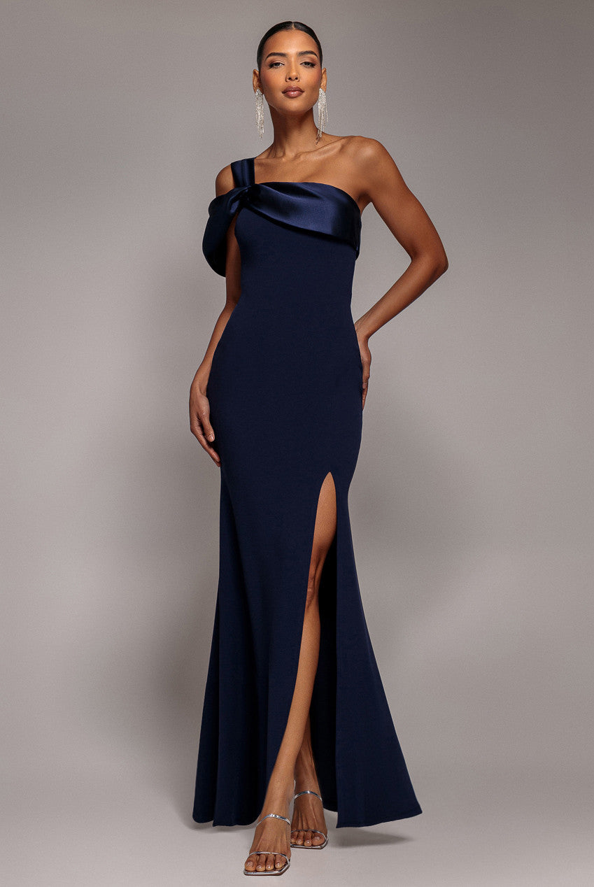Quiz Satin Twist One Shoulder Maxi Dress