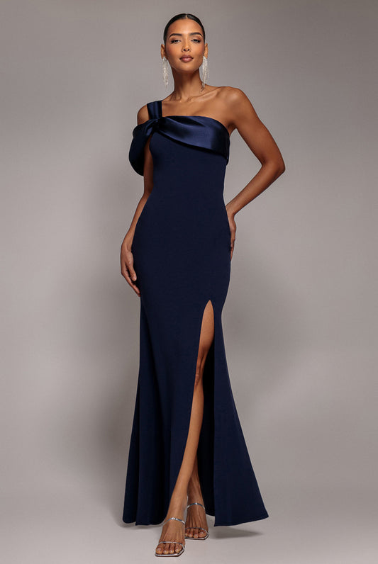 Quiz Satin Twist One Shoulder Maxi Dress
