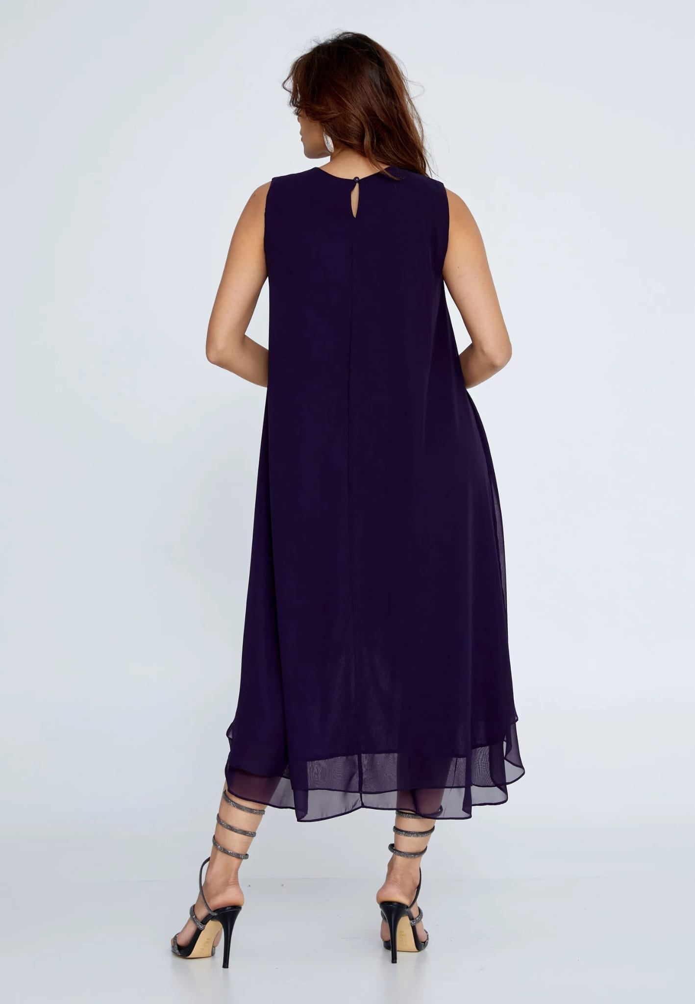 Sleeveless Midi Chiffon Colum regular Casual Dress