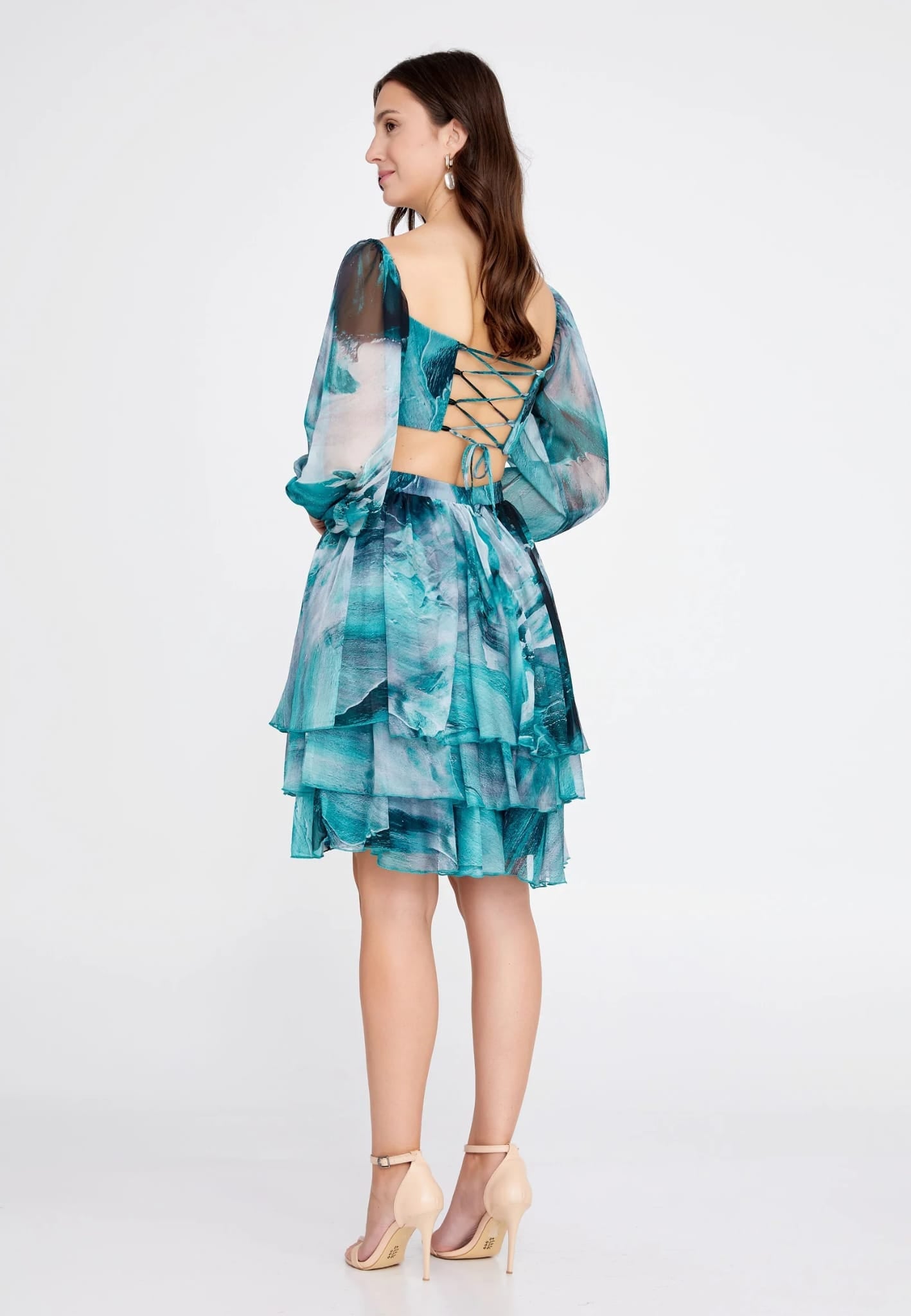 Off shoulder Mini Tuffle Column Regular Cocktail Dress.