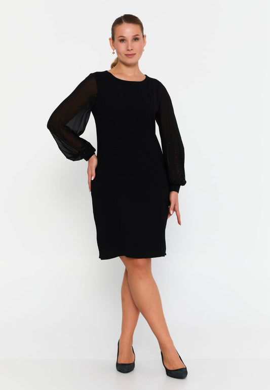 Lond Sleeve Midi viscose Column plus size Casual dress