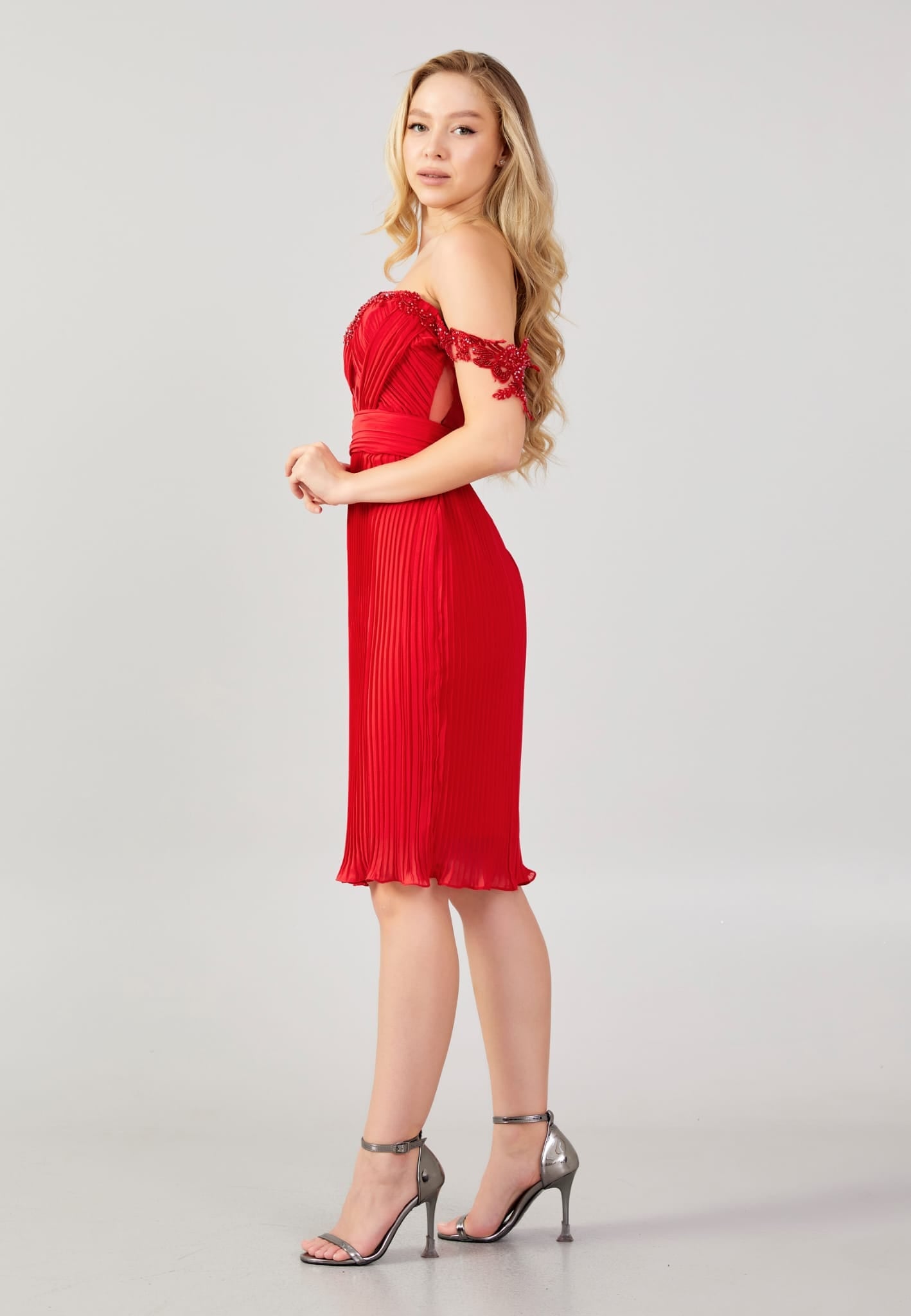 Off Shoulder Mini Chiffon Column Regular Evening dress
