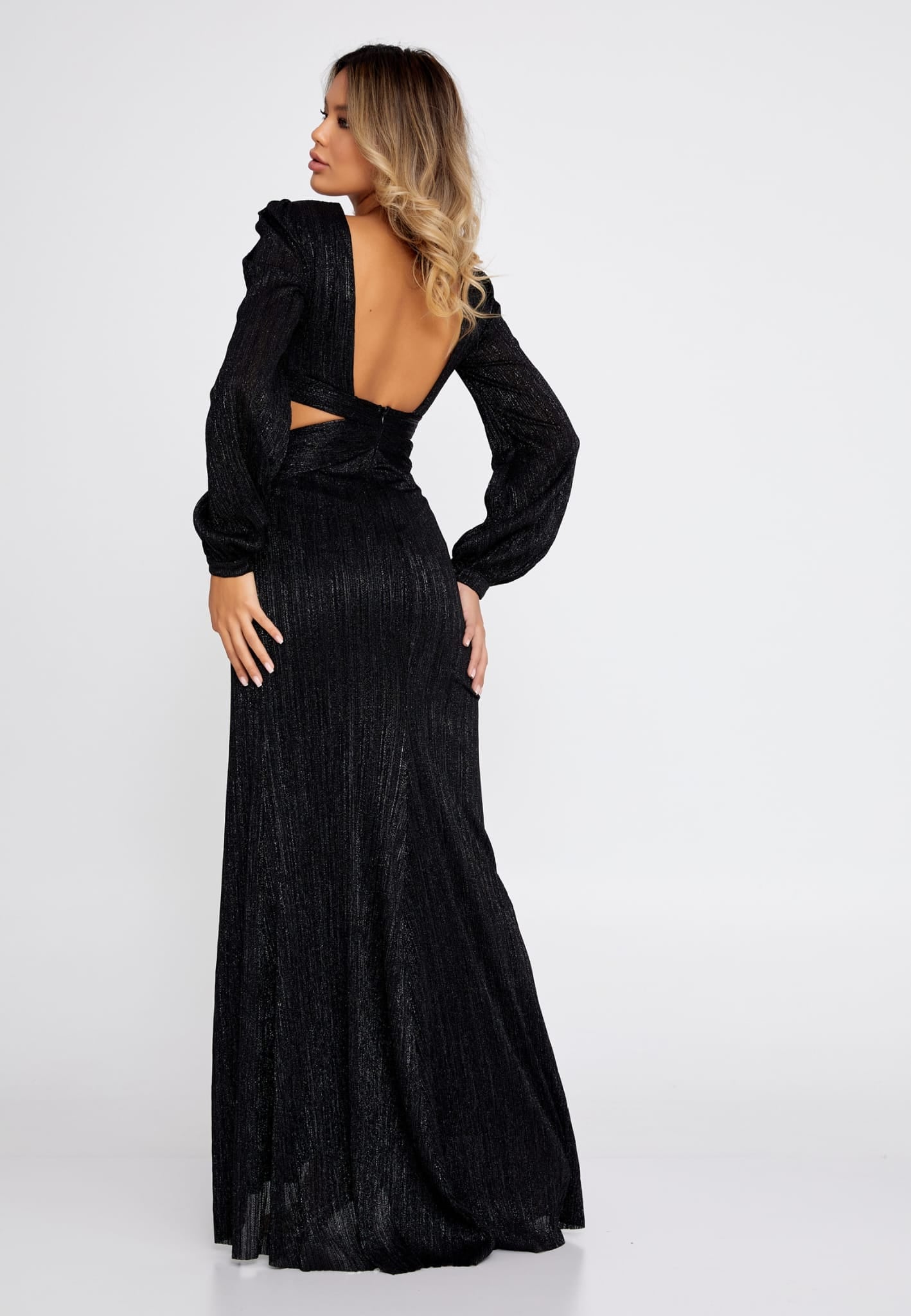 Long Sleeved Maxi Lycra Column Regular Evening dress