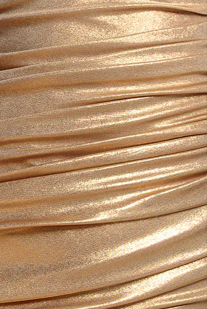 Gold Goddiva HALTERNECK EMPIRE WAIST GATHERED SUNRISE FOIL MAXI DRESS
