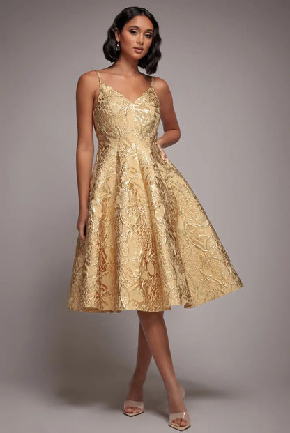 Jacquard Sleeveless A line Midi Dress