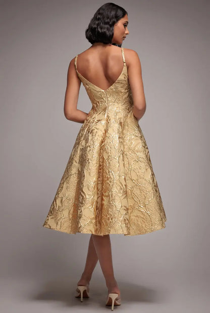 Jacquard Sleeveless A line Midi Dress