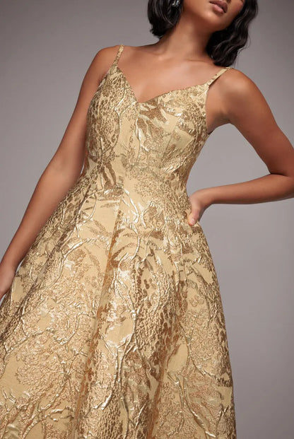 Jacquard Sleeveless A line Midi Dress