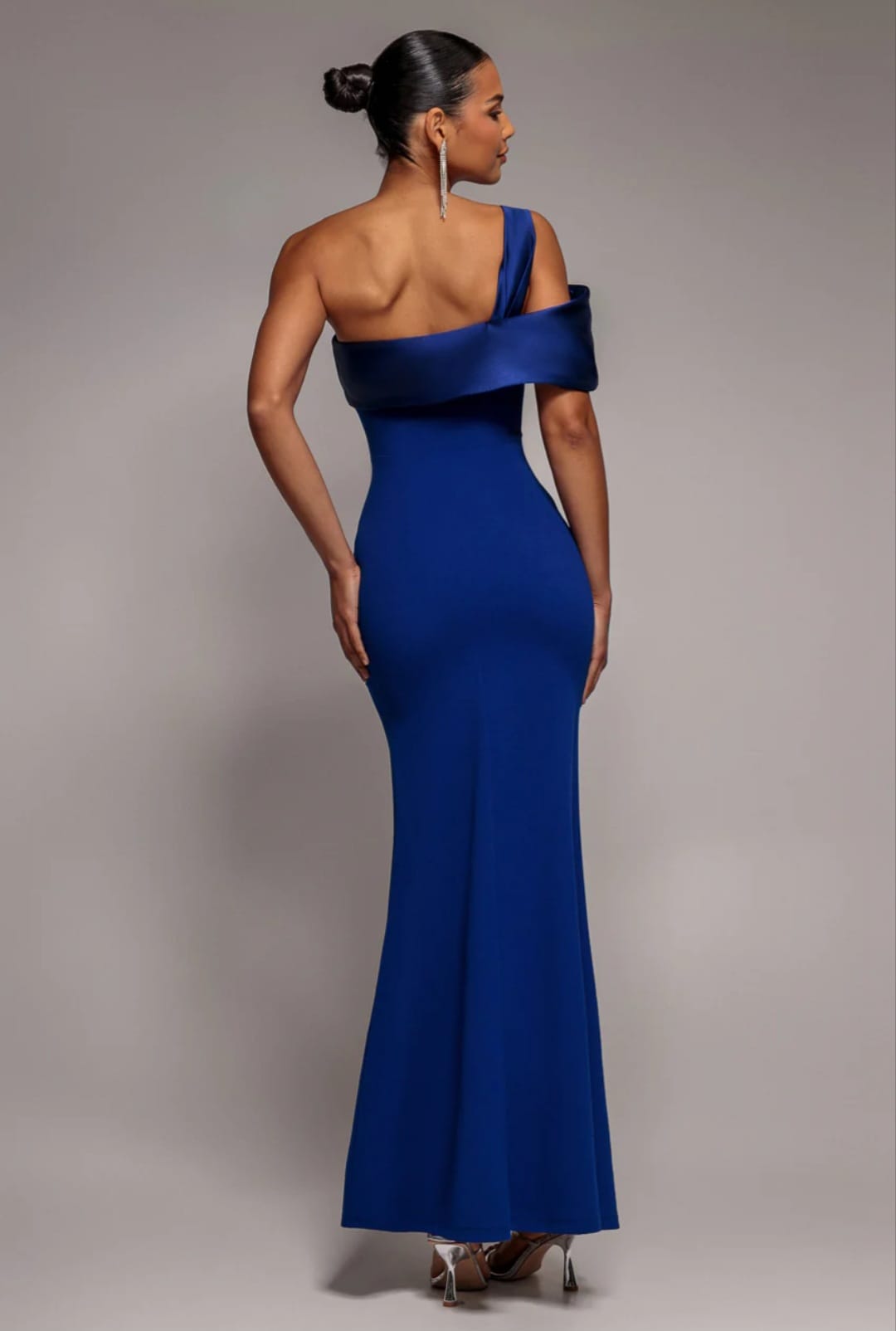 Goddiva One Shoulder Satin Band Maxi Dress