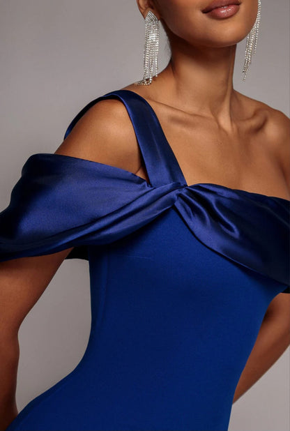 Goddiva One Shoulder Satin Band Maxi Dress