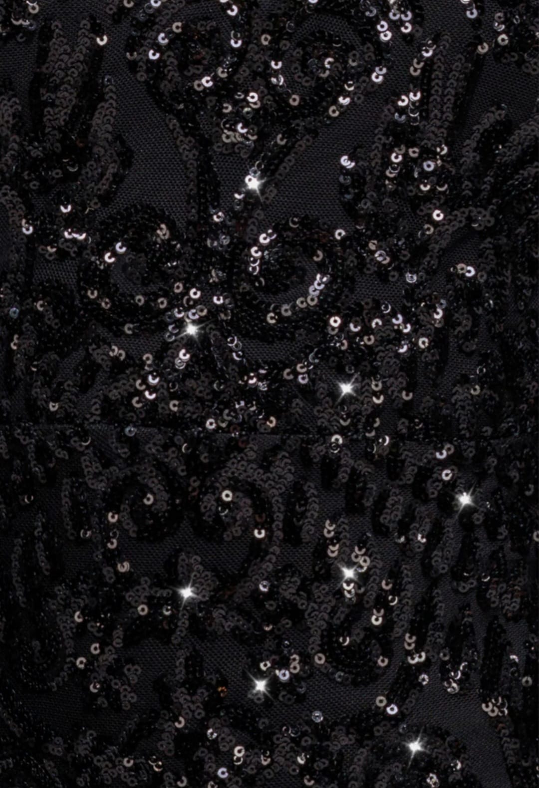 Goddiva Embellished Sequin Bishop Sleeve Maxi Dress
