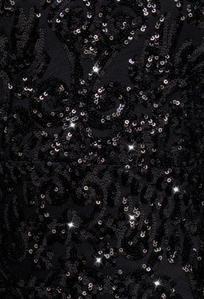 Goddiva Embellished Sequin Bishop Sleeve Maxi Dress