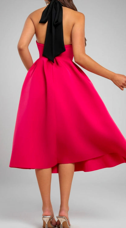 Goddiva Halter Neck Pleated A Line Midaxi Dress