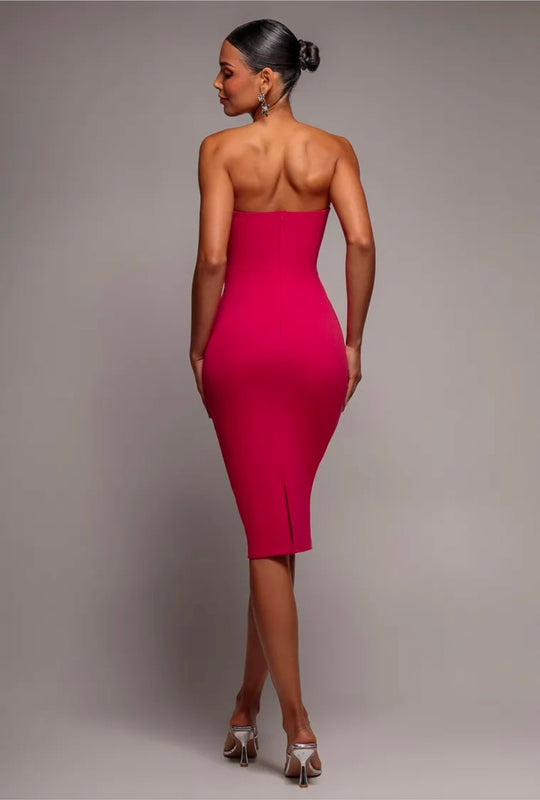 Goddiva One Shoulder Stretch Midi Dress