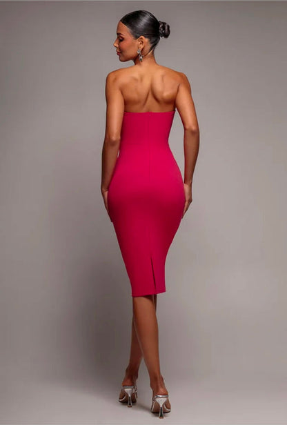 Goddiva One Shoulder Stretch Midi Dress