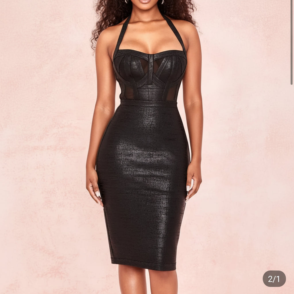 Black bodycon bandage dress
