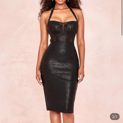 Black bodycon bandage dress