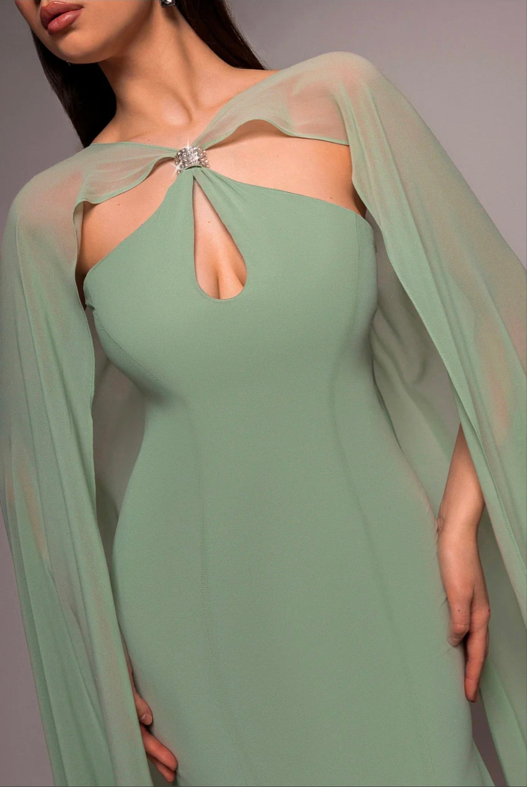 Goddiva Multiway Cape Chiffon With Embellished Trim Maxi Dress
