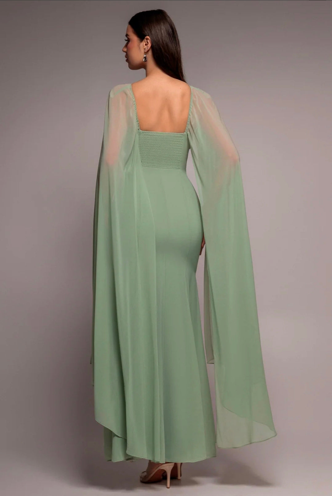 Goddiva Multiway Cape Chiffon With Embellished Trim Maxi Dress